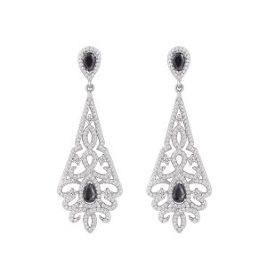 Hollow-out floral chandelier earring