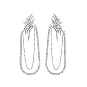 Sleek Flame Wing Layered Chain Earring