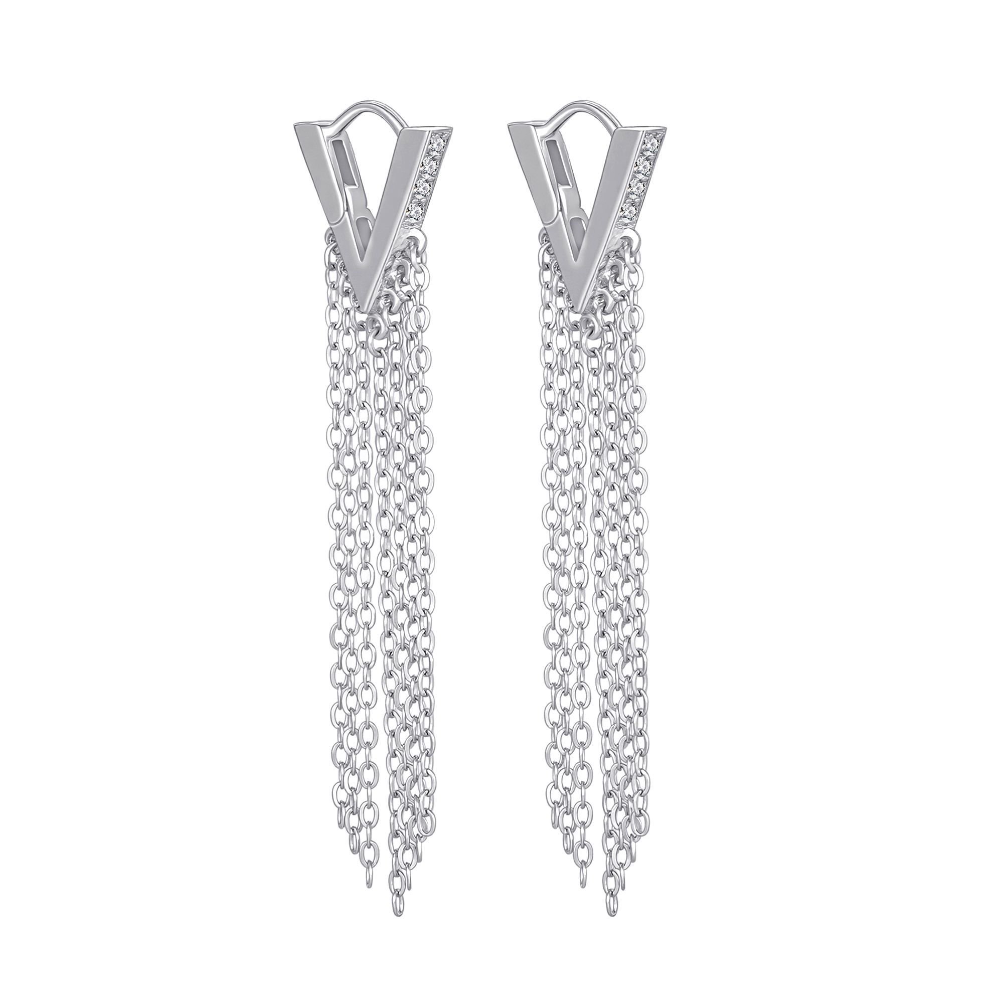 V-Frame Tassel Drop Earrings