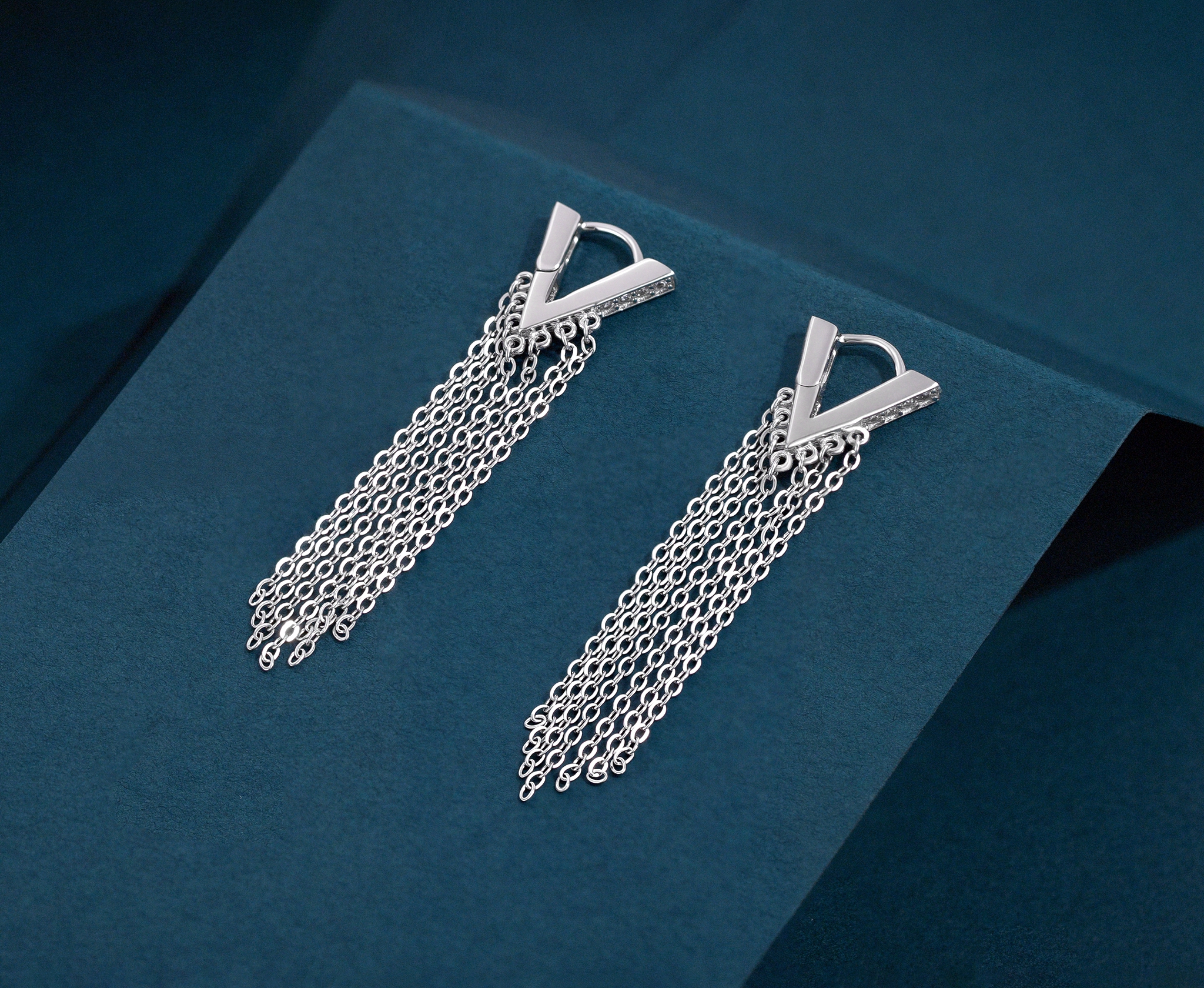 V-Frame Tassel Drop Earrings - Image 2