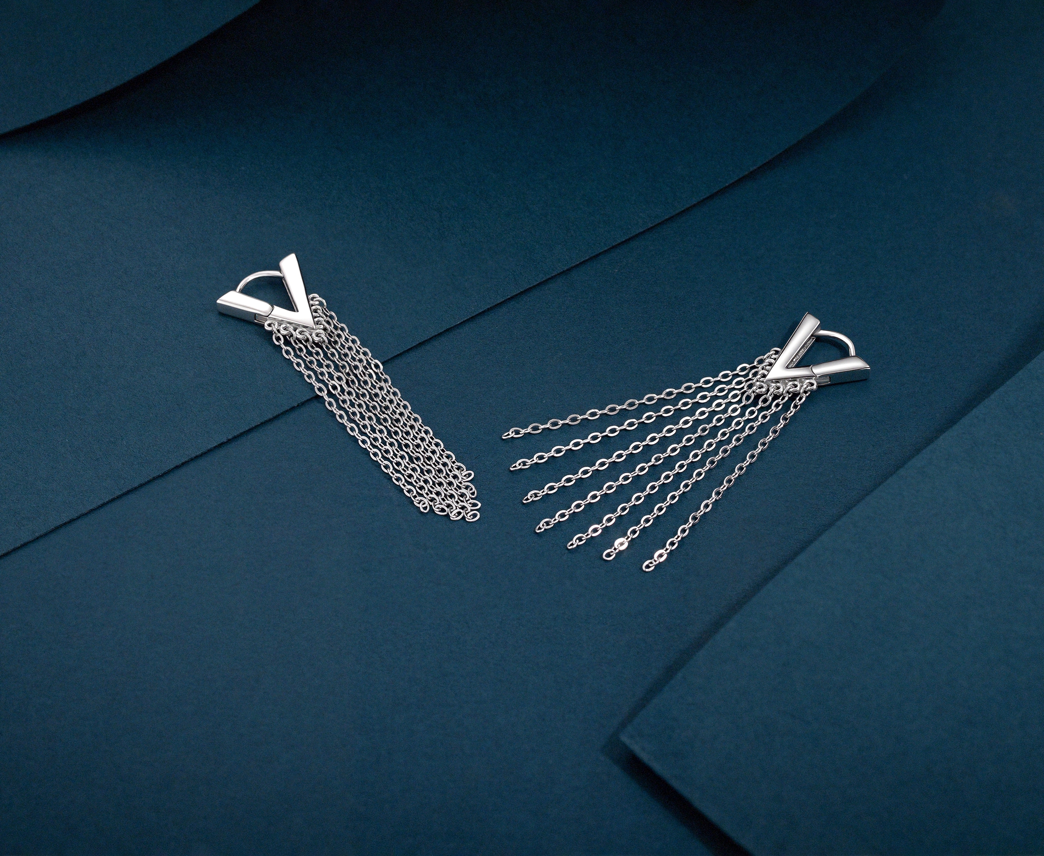 V-Frame Tassel Drop Earrings - Image 3