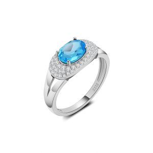 Natural Gemstone Garnet Topaz Amethyst Citrine Olive Ring for Women